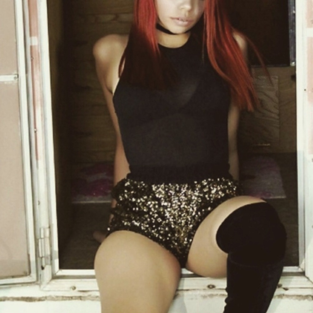ZARA Basic Gold Sequin Shorts